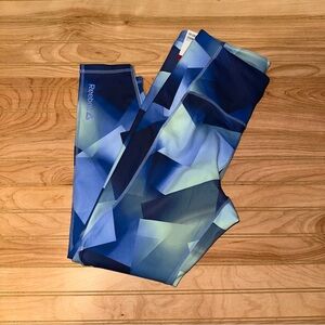 Women’s NWT Reebok Blue and Green Geometric Leggings | Large